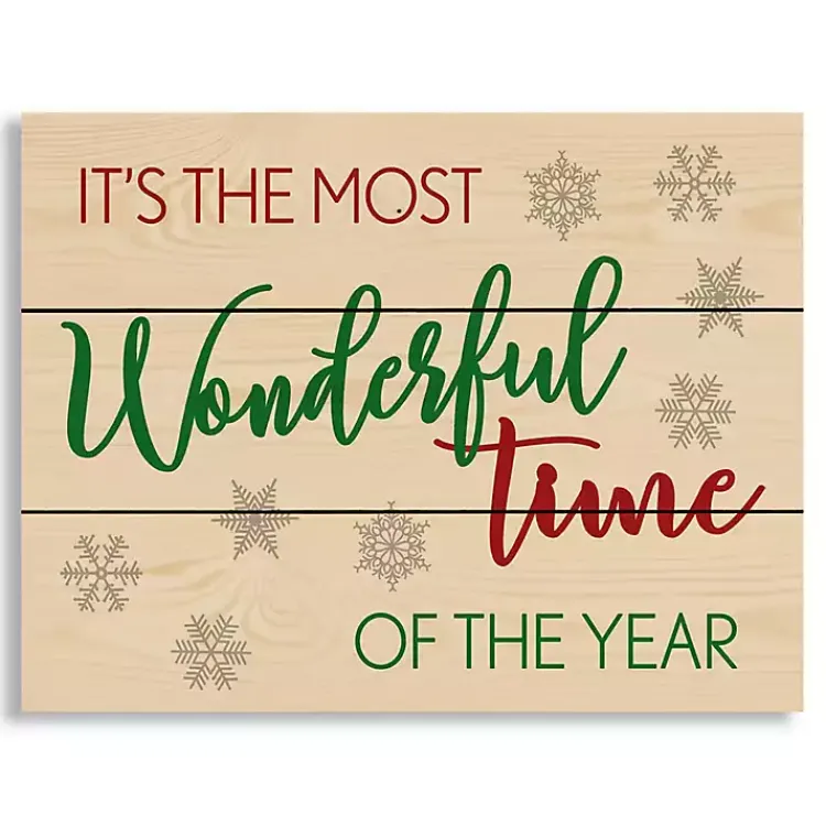 Hot Most Wonderful Time Wood Pallet Wall Plaque Christmas Art & Wall Decor