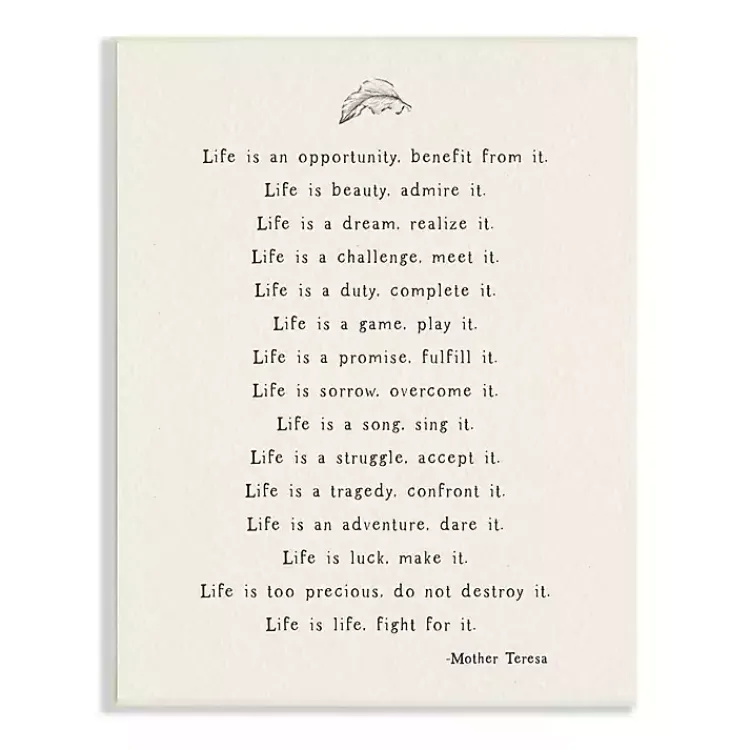 Kirklands Home Wall Quotes & Signs|Mother Teresa Life Quote Wall Plaque
