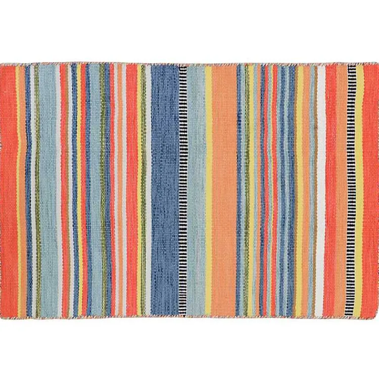 Kirklands Home Outdoor Rugs|Multi Dhurri Stripe Indoor/Outdoor Scatter Rug