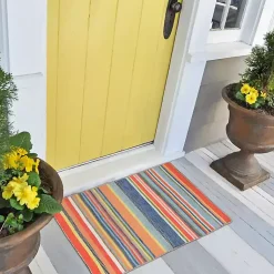 Kirklands Home Outdoor Rugs|Multi Dhurri Stripe Indoor/Outdoor Scatter Rug