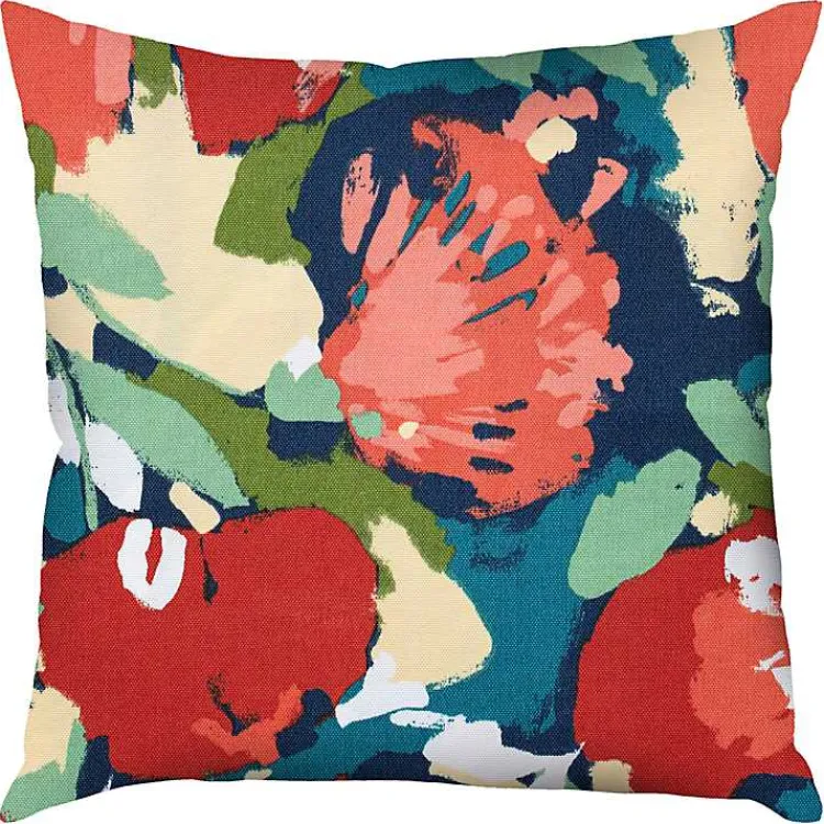 Kirklands Home Outdoor Cushions & Pillows|Multicolor Abstract Floral Outdoor Pillow, 22 in.