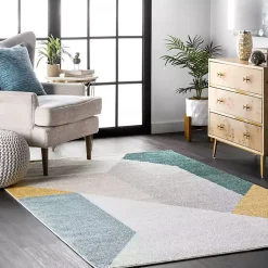 Kirklands Home Area Rugs|Multicolor Abstract Shapes Area Rug, 6x9