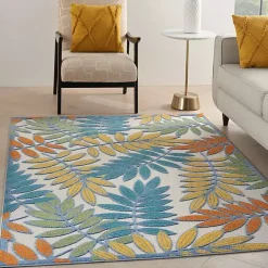 Kirklands Home Outdoor Rugs|color Botanical Outdoor Area Rug, 6x9 Multi