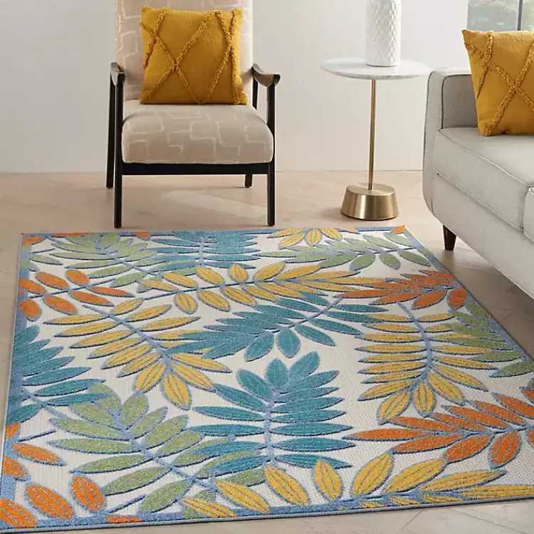 Kirklands Home Outdoor Rugs|color Botanical Outdoor Area Rug, 6x9 Multi