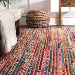 Kirklands Home Area Rugs|-Color Braided Jute and Cotton Area Rug, 5x8 Multi