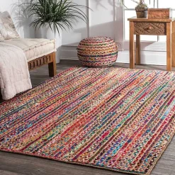 Kirklands Home Area Rugs|-Color Braided Jute and Cotton Area Rug, 8x10 Multi
