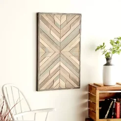 Kirklands Home Wall Plaques|Multicolor Criss Cross Chevron Wood Wall Plaque