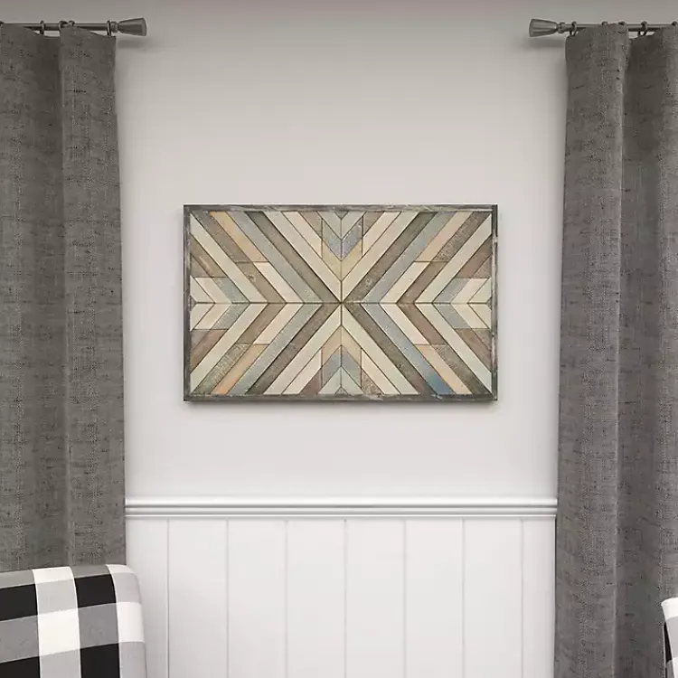 Kirklands Home Wall Plaques|Multicolor Criss Cross Chevron Wood Wall Plaque