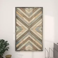 Kirklands Home Wall Plaques|Multicolor Criss Cross Chevron Wood Wall Plaque