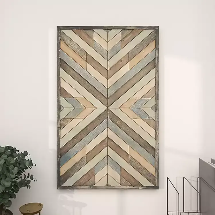 Kirklands Home Wall Plaques|Multicolor Criss Cross Chevron Wood Wall Plaque