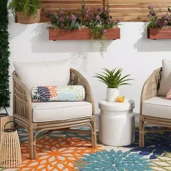 Kirklands Home Outdoor Cushions & Pillows|color Floral Outdoor Bolster Pillow Multi