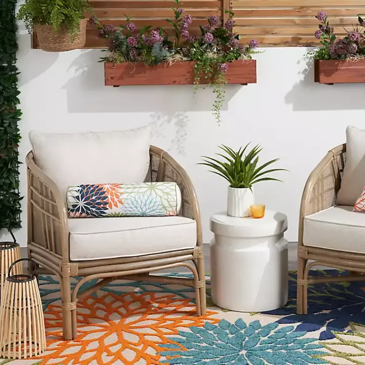 Kirklands Home Outdoor Cushions & Pillows|color Floral Outdoor Bolster Pillow Multi