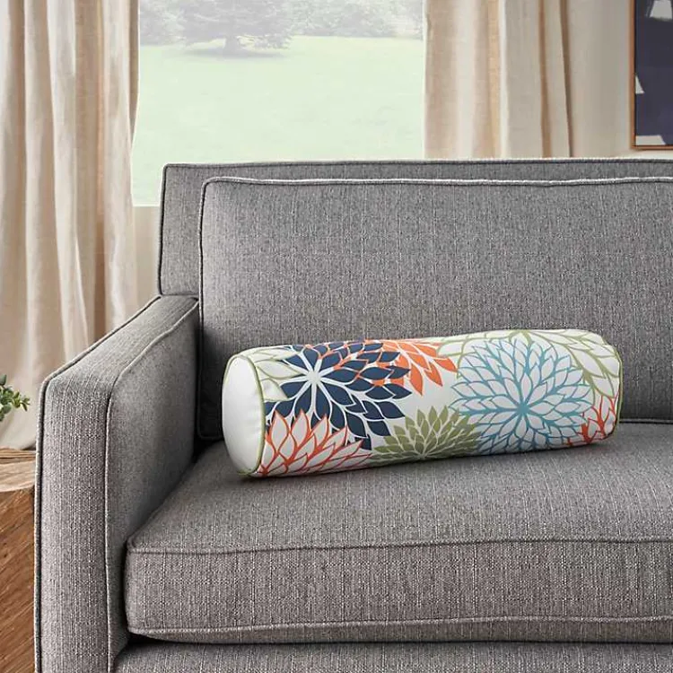 Kirklands Home Outdoor Cushions & Pillows|color Floral Outdoor Bolster Pillow Multi
