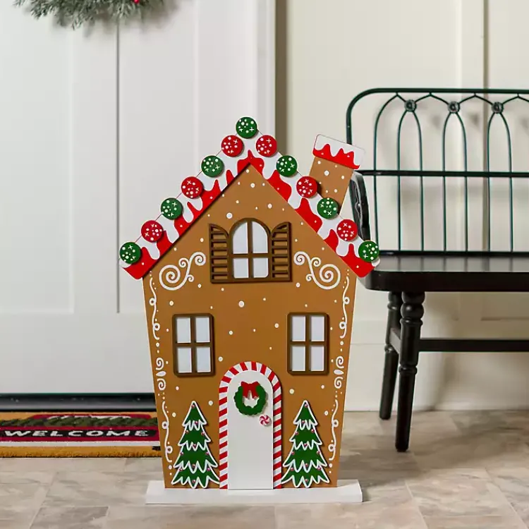 Best Multicolor Gingerbread House Porch Statue Outdoor Christmas Decorations