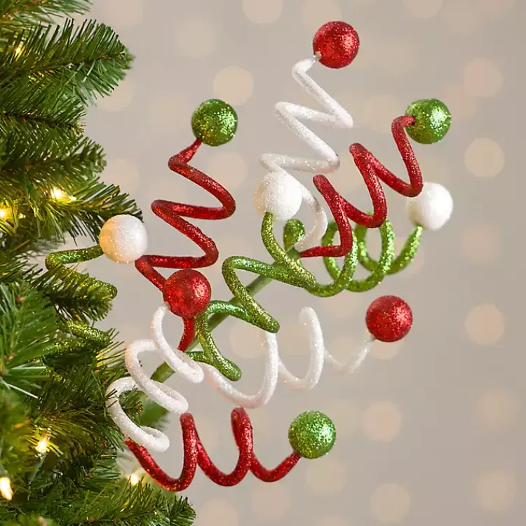 New Multicolor Glitter Swirls Christmas Pick Christmas Tree Decorations