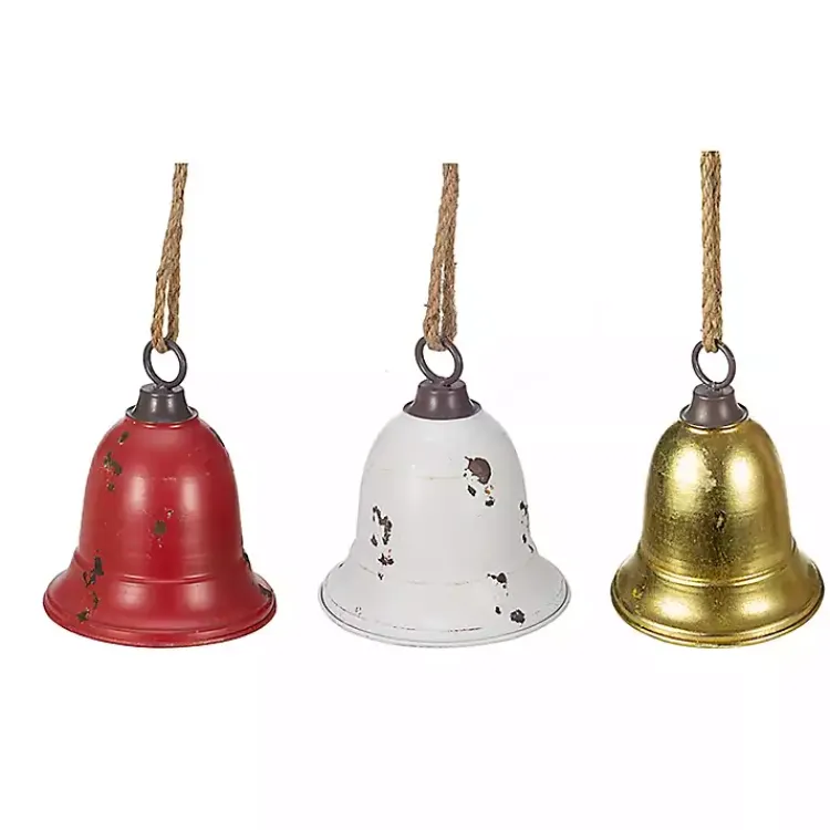 Discount Multicolor Metal Christmas Bells, Set of 3 Christmas Ornaments