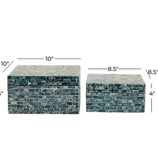 Outlet Multicolor Mother of Pearl Coastal Boxes, Set of 2 Baskets & Boxes