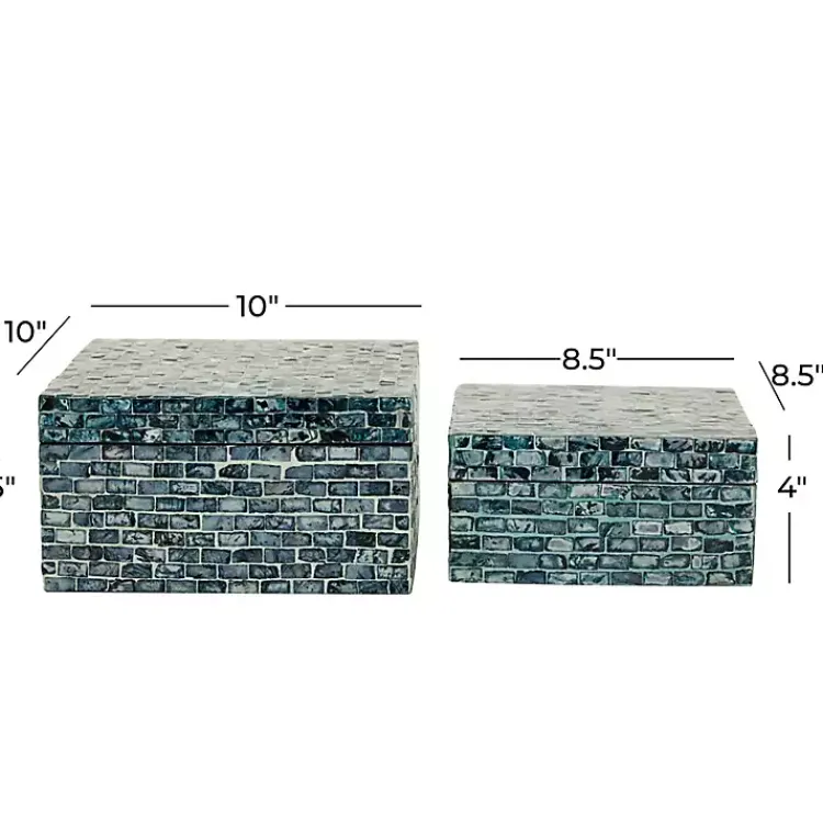 Outlet Multicolor Mother of Pearl Coastal Boxes, Set of 2 Baskets & Boxes