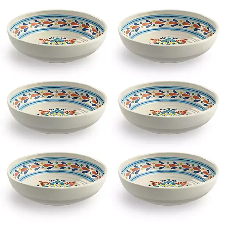 Kirklands Home Outdoor Dining|color Rio Melamine Low Bowls, Set of 6 Multi