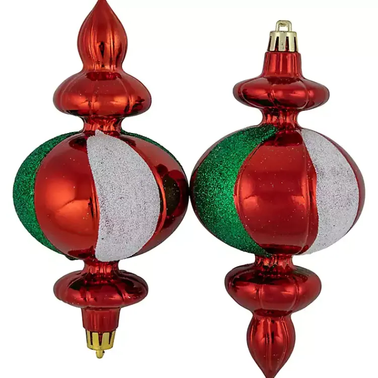 New Multicolor Shatterproof Finial Ornaments, Set of 8 Christmas Ornaments