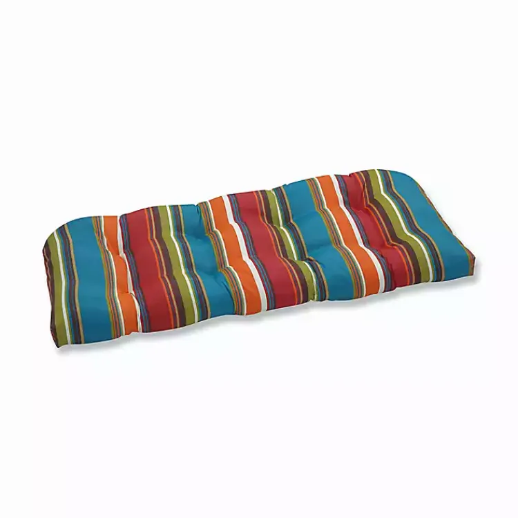 Kirklands Home Outdoor Cushions & Pillows|Multicolor Striped Outdoor Loveseat Cushion