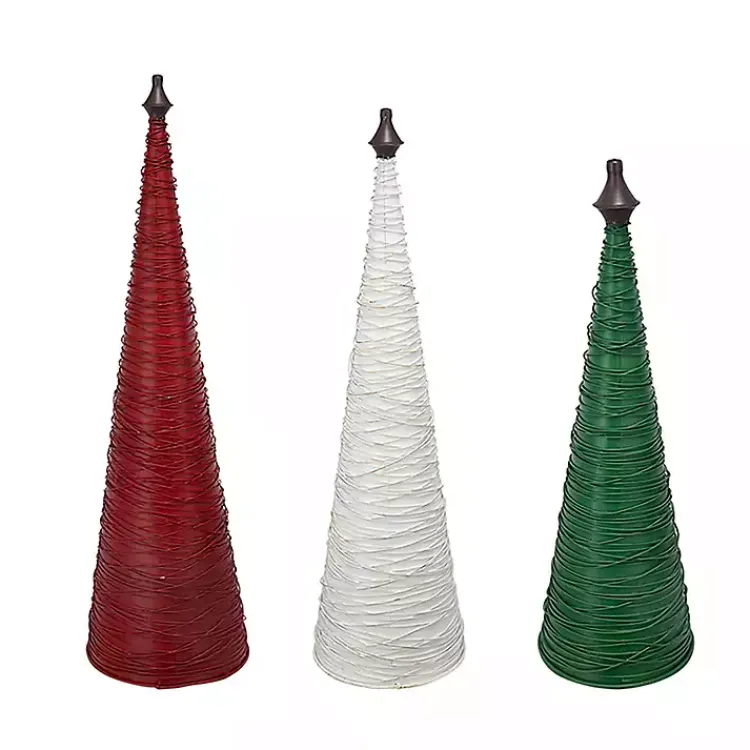 Online Multicolor Swirled Iron Christmas Trees, Set of 3 Christmas Decorations