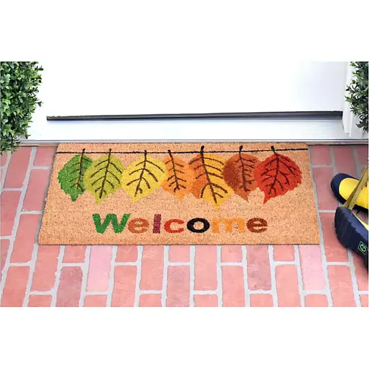 Multicolor Welcome Fall Leaves Doormat, 36x24 in. Fall