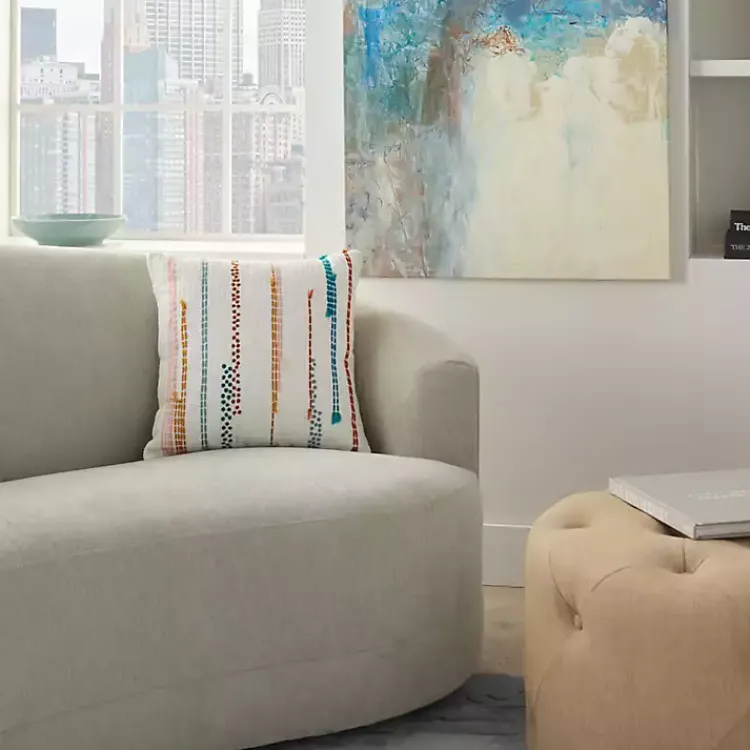 Clearance Multicolor Woven Dotted Lines Pillow Pillows