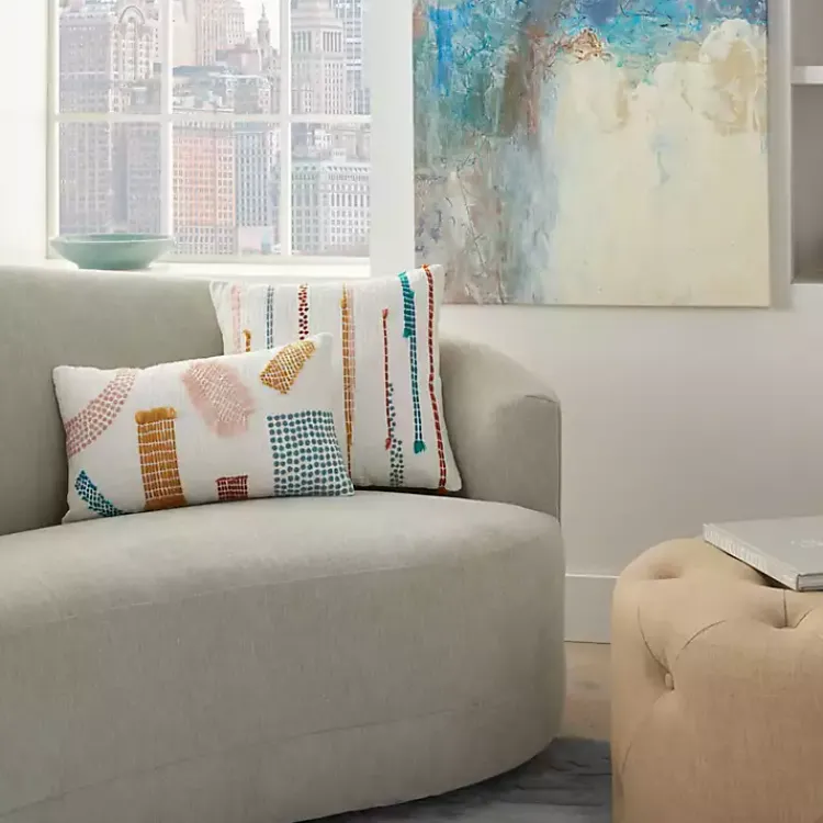 Clearance Multicolor Woven Dotted Lines Pillow Pillows