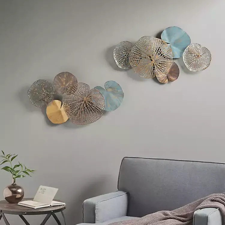 Kirklands Home Wall Plaques|Multicolored Metal Circles Wall Plaques, Set of 2