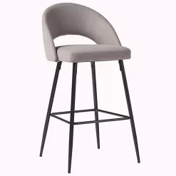 Kirklands Home Bar Stools & Counter Height Stools|Mushroom Upholstered Charli Bar Stools, Set of 2 Gray