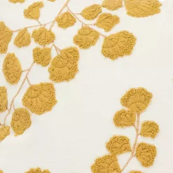 Discount Mustard Yellow Embroidered Floral Throw Pillow Pillows