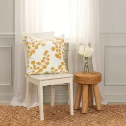 Discount Mustard Yellow Embroidered Floral Throw Pillow Pillows