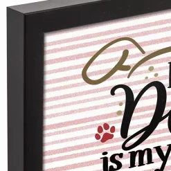 Kirklands Home Wall Plaques|My Dog is My Valentine Framed Canvas Wall Plaque Pink