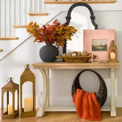 Kirklands Home Console Tables|Natural & Cream Wood Bristol Console Table Tan