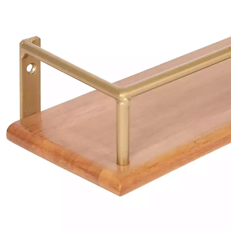 Kirklands Home Shelves|Natural & Gold Rectangle Cameron Shelves, Set of 2
