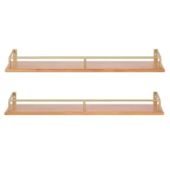Kirklands Home Shelves|Natural & Gold Rectangle Cameron Shelves, Set of 2