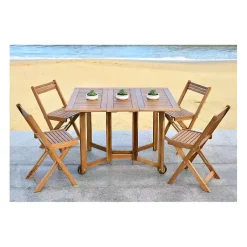 Kirklands Home Outdoor Dining|Natural Acacia Wood 4-pc. Foldable Dining Set