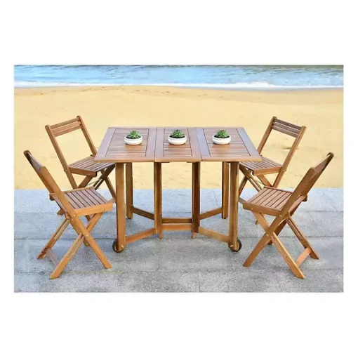 Kirklands Home Outdoor Dining|Natural Acacia Wood 4-pc. Foldable Dining Set