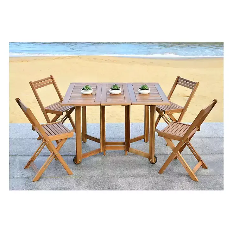 Kirklands Home Outdoor Dining|Natural Acacia Wood 4-pc. Foldable Dining Set