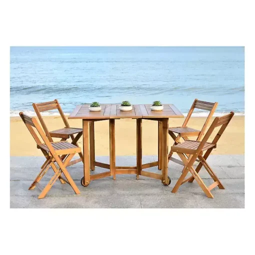 Kirklands Home Outdoor Dining|Natural Acacia Wood 4-pc. Foldable Dining Set