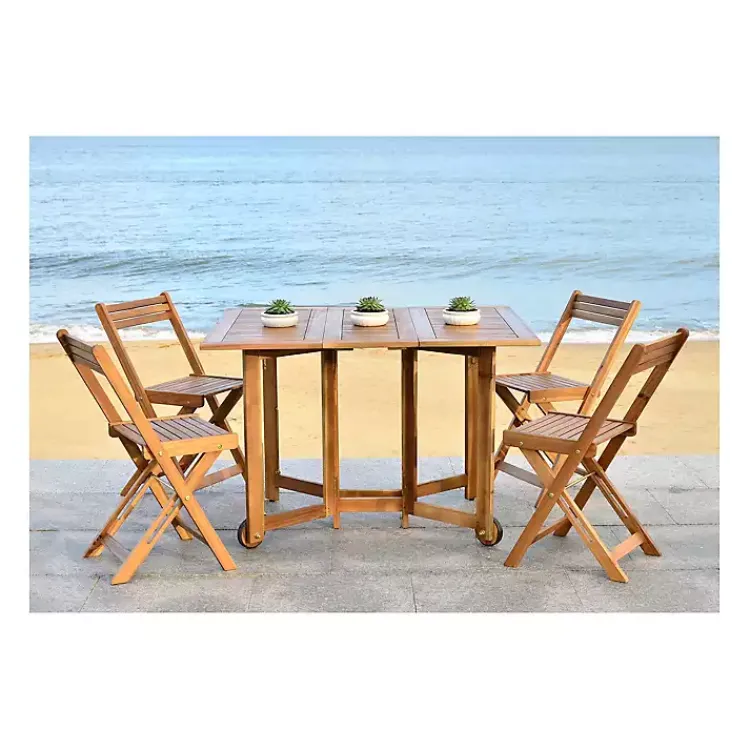 Kirklands Home Outdoor Dining|Natural Acacia Wood 4-pc. Foldable Dining Set