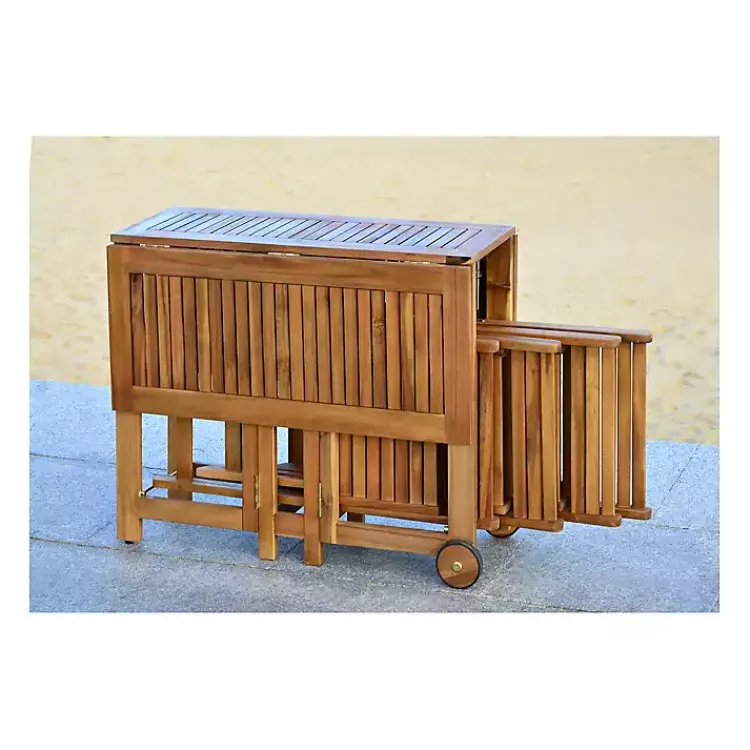 Kirklands Home Outdoor Dining|Natural Acacia Wood 4-pc. Foldable Dining Set