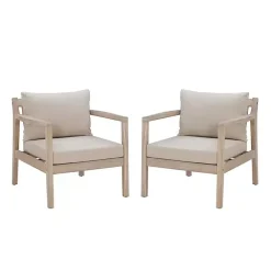Kirklands Home Outdoor Seating|Natural Acacia Wood 2-pc. Outdoor Accent Chair Set Tan