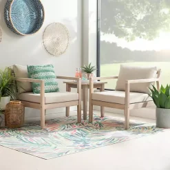 Kirklands Home Outdoor Seating|Natural Acacia Wood 2-pc. Outdoor Accent Chair Set Tan