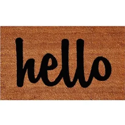 Kirklands Home Doormats|Natural and Black Coir Hello Doormat, 36x24 in.