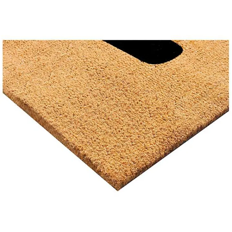 Kirklands Home Doormats|Natural and Black Coir Hello Doormat, 36x24 in.