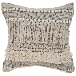 Online Natural and Black Cozy Fringe Pillow Pillows