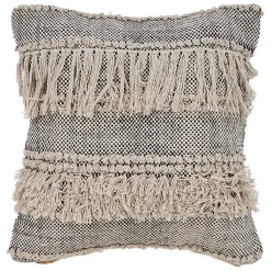 Online Natural and Black Cozy Fringe Pillow Pillows