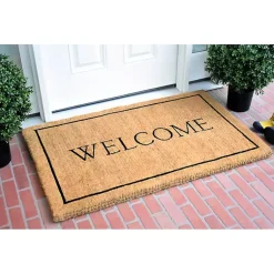Kirklands Home Doormats|Natural and Black Welcome Doormat, 48x30 in.